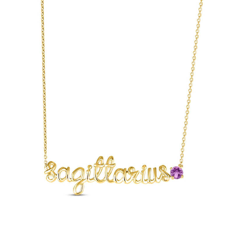 Main Image 1 of Amethyst Zodiac Sagittarius Necklace 10K Yellow Gold 18&quot;