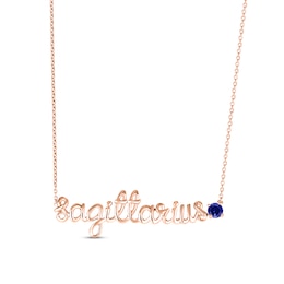 Blue Lab-Created Sapphire Zodiac Sagittarius Necklace 10K Rose Gold 18&quot;