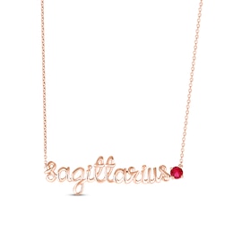 Lab-Created Ruby Zodiac Sagittarius Necklace 10K Rose Gold 18&quot;