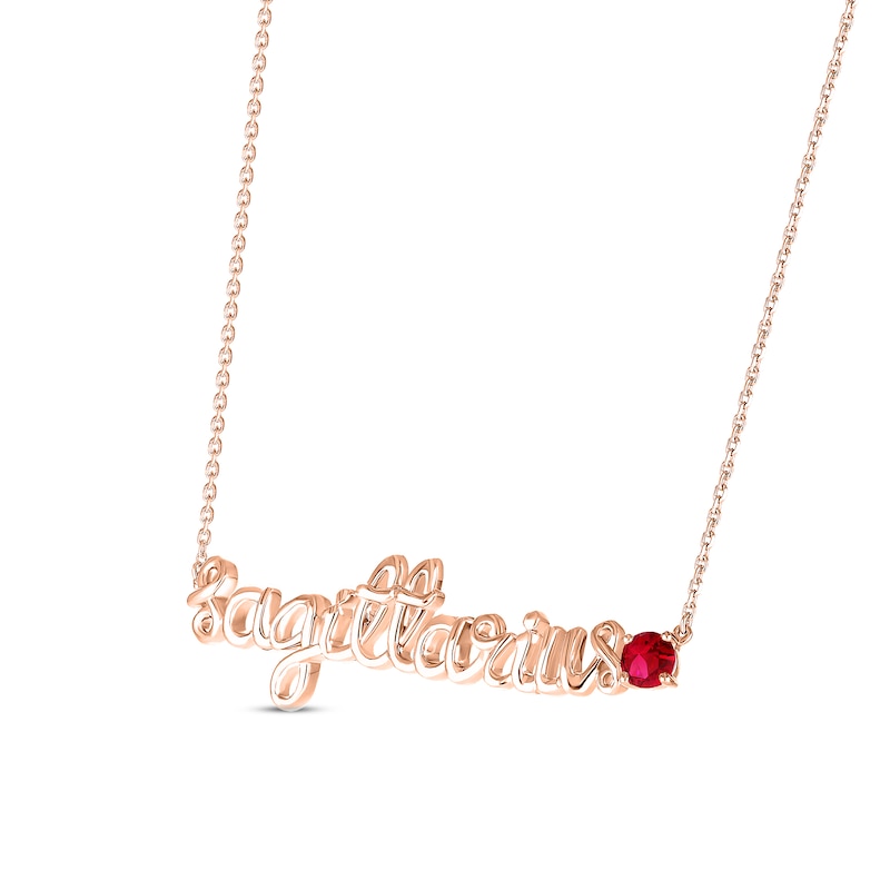 Lab-Created Ruby Zodiac Sagittarius Necklace 10K Rose Gold 18"