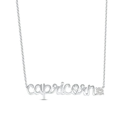 White Lab-Created Sapphire Zodiac Capricorn Necklace Sterling Silver 18&quot;