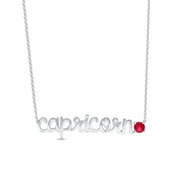 Lab-Created Ruby Zodiac Capricorn Necklace Sterling Silver 18&quot;