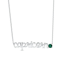 Lab-Created Emerald Zodiac Capricorn Necklace Sterling Silver 18&quot;