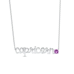 Amethyst Zodiac Capricorn Necklace Sterling Silver 18&quot;