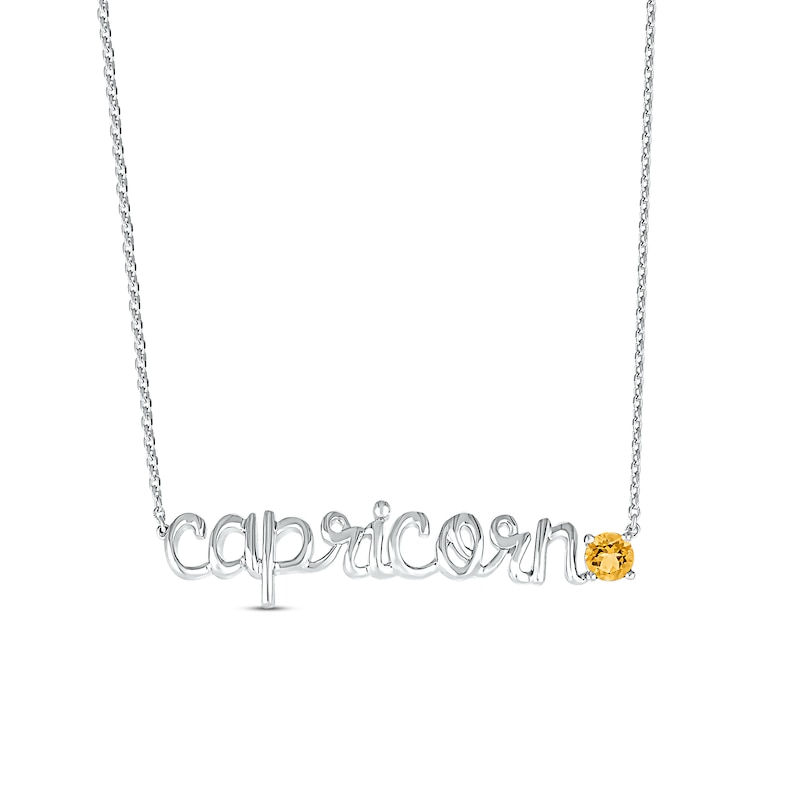 Main Image 1 of Citrine Zodiac Capricorn Necklace 10K White Gold 18&quot;