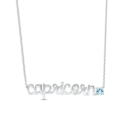 Aquamarine Zodiac Capricorn Necklace 10K White Gold 18&quot;