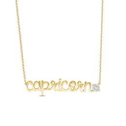 White Lab-Created Sapphire Zodiac Capricorn Necklace 10K Yellow Gold 18&quot;