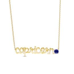 Blue Lab-Created Sapphire Zodiac Capricorn Necklace 10K Yellow Gold 18&quot;