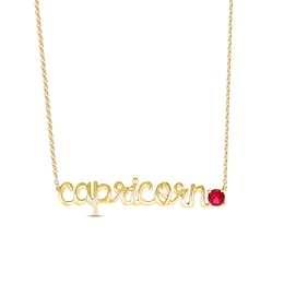 Lab-Created Ruby Zodiac Capricorn Necklace 10K Yellow Gold 18&quot;