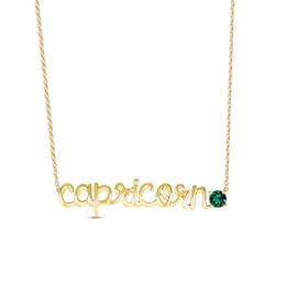 Lab-Created Emerald Zodiac Capricorn Necklace 10K Yellow Gold 18&quot;