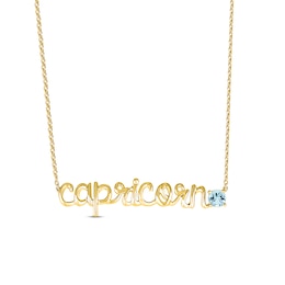Aquamarine Zodiac Capricorn Necklace 10K Yellow Gold 18&quot;