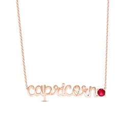 Lab-Created Ruby Zodiac Capricorn Necklace 10K Rose Gold 18&quot;