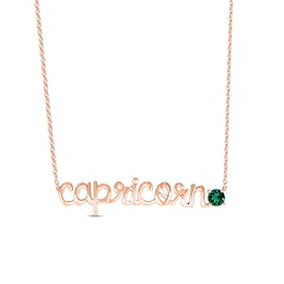 Lab-Created Emerald Zodiac Capricorn Necklace 10K Rose Gold 18&quot;
