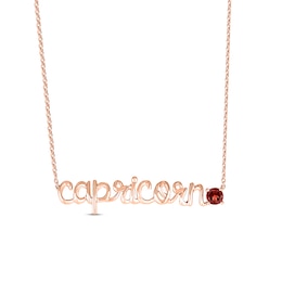 Garnet Zodiac Capricorn Necklace 10K Rose Gold 18&quot;