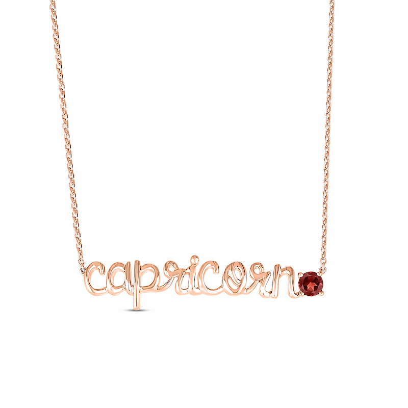 Main Image 1 of Garnet Zodiac Capricorn Necklace 10K Rose Gold 18&quot;