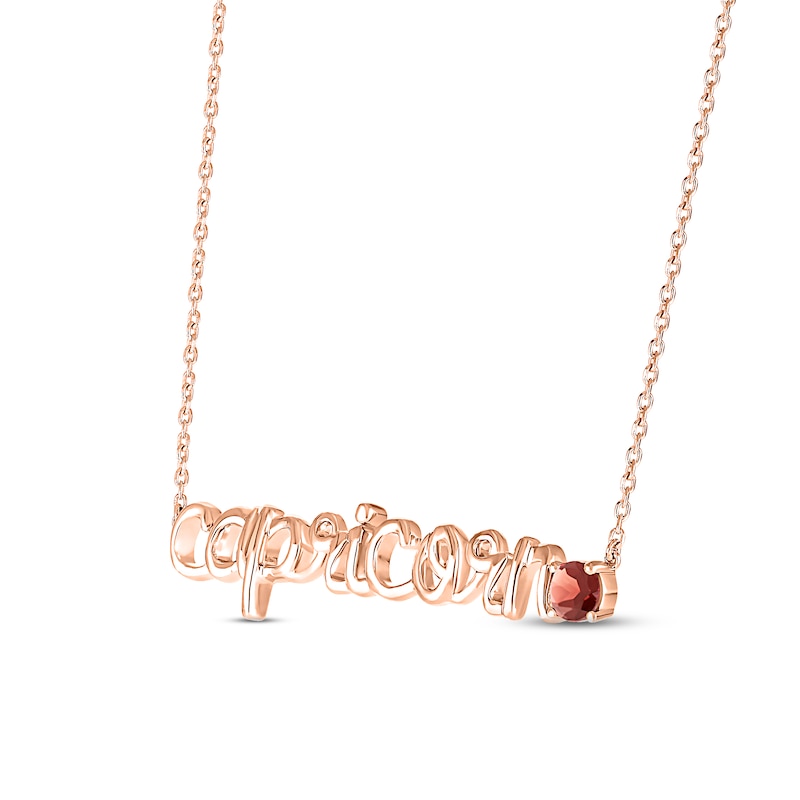 Main Image 2 of Garnet Zodiac Capricorn Necklace 10K Rose Gold 18&quot;