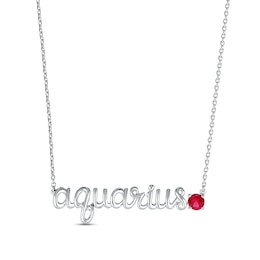 Lab-Created Ruby Zodiac Aquarius Necklace 10K White Gold 18&quot;