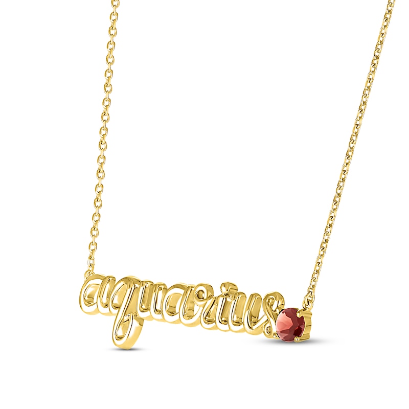 Main Image 2 of Garnet Zodiac Aquarius Necklace 10K Yellow Gold 18&quot;