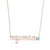 Thumbnail Image 0 of Swiss Blue Topaz Zodiac Aquarius Necklace 10K Rose Gold 18"