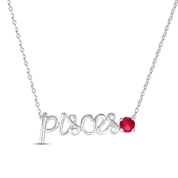 Lab-Created Ruby Zodiac Pisces Necklace Sterling Silver 18&quot;
