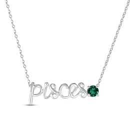 Lab-Created Emerald Zodiac Pisces Necklace Sterling Silver 18&quot;