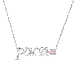 Lab-Created Opal Zodiac Pisces Necklace Sterling Silver 18&quot;