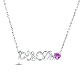 Amethyst Zodiac Pisces Necklace Sterling Silver 18&quot;