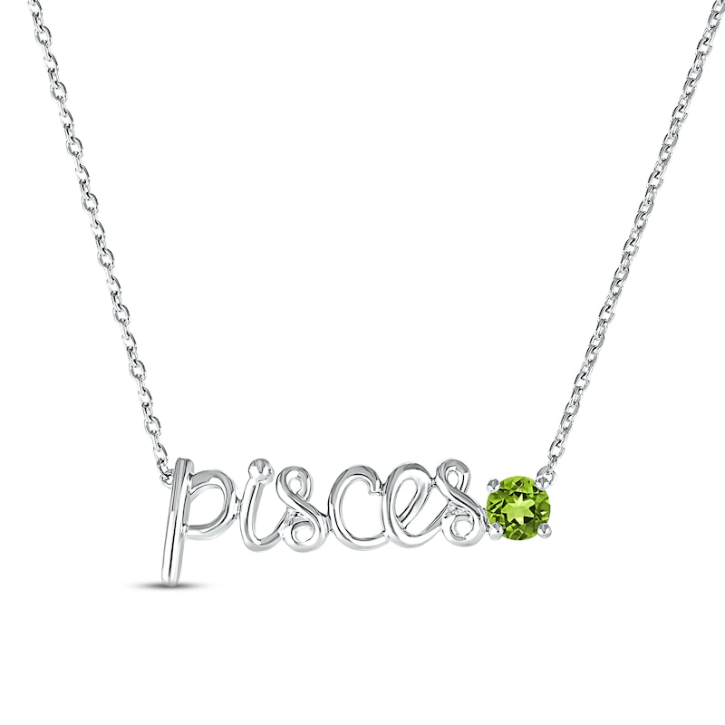 Main Image 1 of Peridot Zodiac Pisces Necklace Sterling Silver 18&quot;