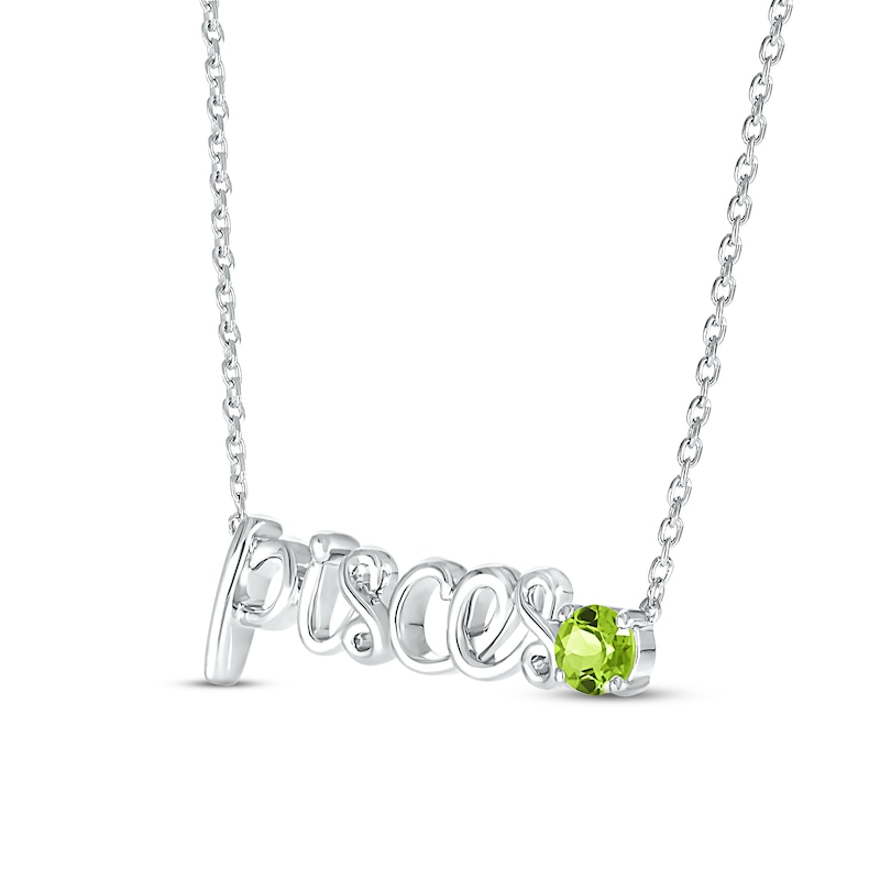 Peridot Zodiac Pisces Necklace Sterling Silver 18"