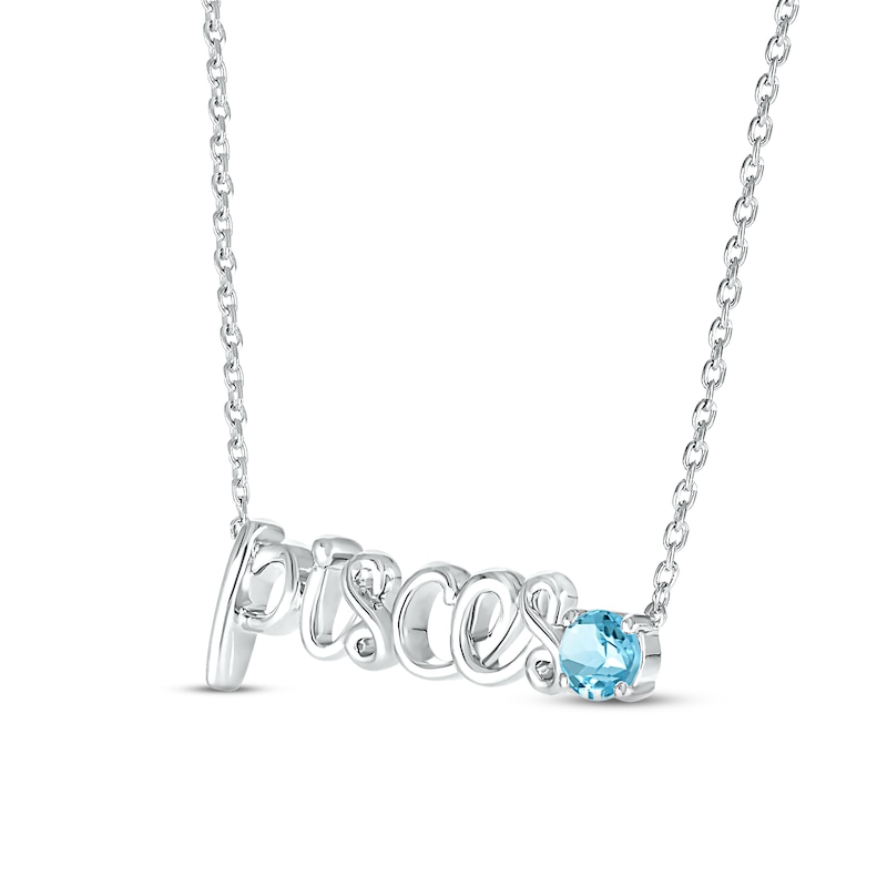 Swiss Blue Topaz Zodiac Pisces Necklace Sterling Silver 18"