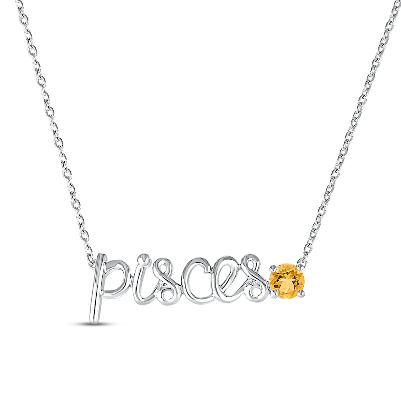 Main Image 1 of Citrine Zodiac Pisces Necklace 10K White Gold 18&quot;