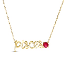 Lab-Created Ruby Zodiac Pisces Necklace 10K Yellow Gold 18&quot;