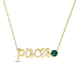 Lab-Created Emerald Zodiac Pisces Necklace 10K Yellow Gold 18&quot;