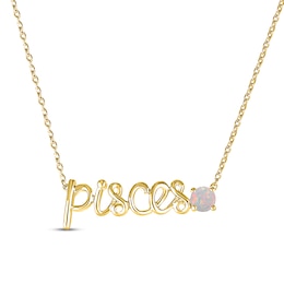 Lab-Created Opal Zodiac Pisces Necklace 10K Yellow Gold 18&quot;