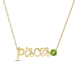 Peridot Zodiac Pisces Necklace 10K Yellow Gold 18&quot;