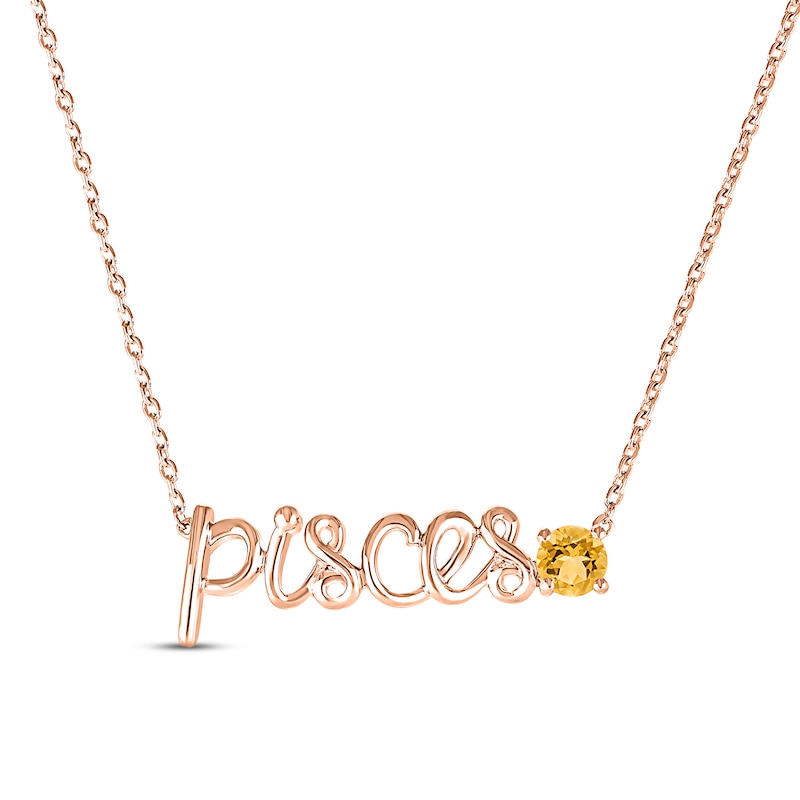 Main Image 1 of Citrine Zodiac Pisces Necklace 10K Rose Gold 18&quot;