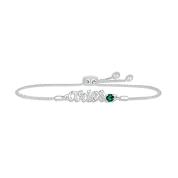 Lab-Created Emerald Zodiac Aries Bolo Bracelet Sterling Silver 9.5&quot;