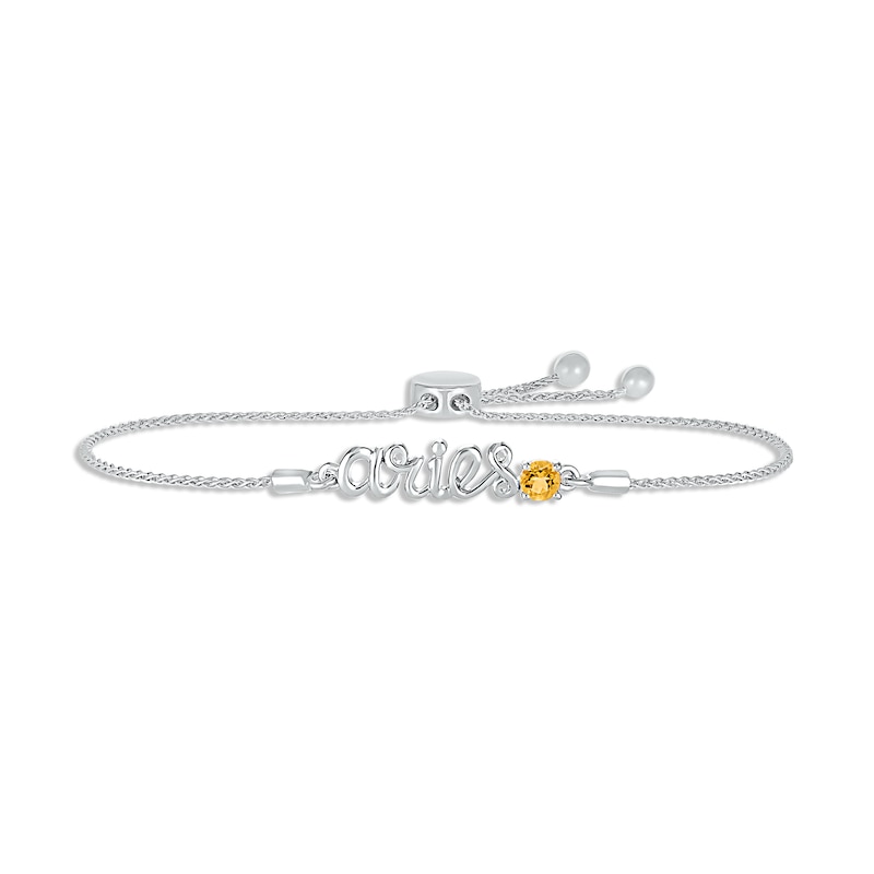 Main Image 1 of Citrine Zodiac Aries Bolo Bracelet Sterling Silver 9.5&quot;