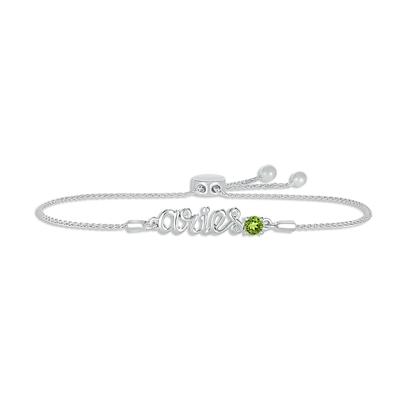 Main Image 1 of Peridot Zodiac Aries Bolo Bracelet Sterling Silver 9.5&quot;