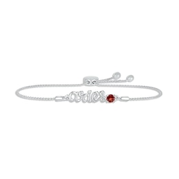 Garnet Zodiac Aries Bolo Bracelet Sterling Silver 9.5&quot;