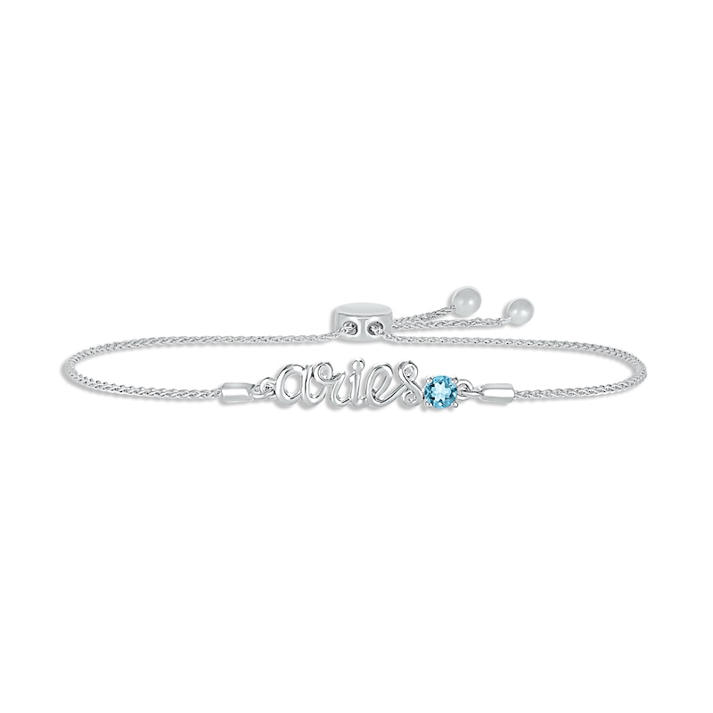 Sterling Silver, Blue & White Diamond Bolo Bracelet