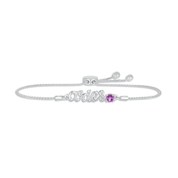 Amethyst Zodiac Aries Bolo Bracelet 10K White Gold 9.5&quot;