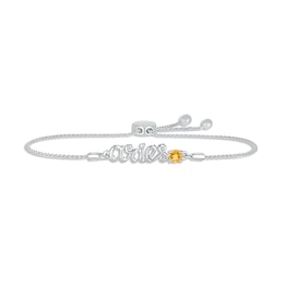 Citrine Zodiac Aries Bolo Bracelet 10K White Gold 9.5&quot;