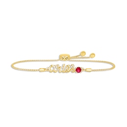 Lab-Created Ruby Zodiac Aries Bolo Bracelet 10K Yellow Gold 9.5&quot;