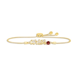 Garnet Zodiac Aries Bolo Bracelet 10K Yellow Gold 9.5&quot;