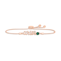 Lab-Created Emerald Zodiac Aries Bolo Bracelet 10K Rose Gold 9.5&quot;