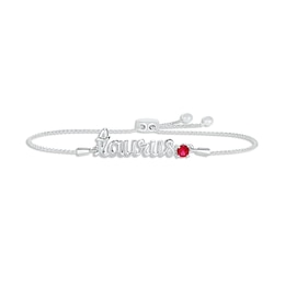 Lab-Created Ruby Zodiac Taurus Bolo Bracelet Sterling Silver 9.5&quot;