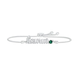 Lab-Created Emerald Zodiac Taurus Bolo Bracelet Sterling Silver 9.5&quot;