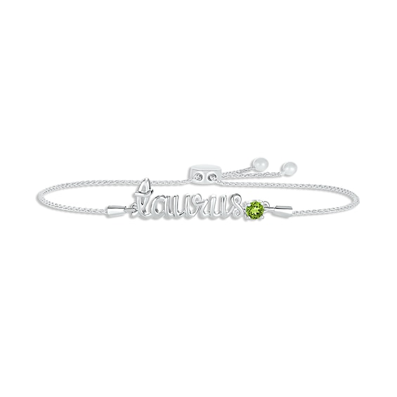 Peridot Zodiac Taurus Bolo Bracelet Sterling Silver 9.5"