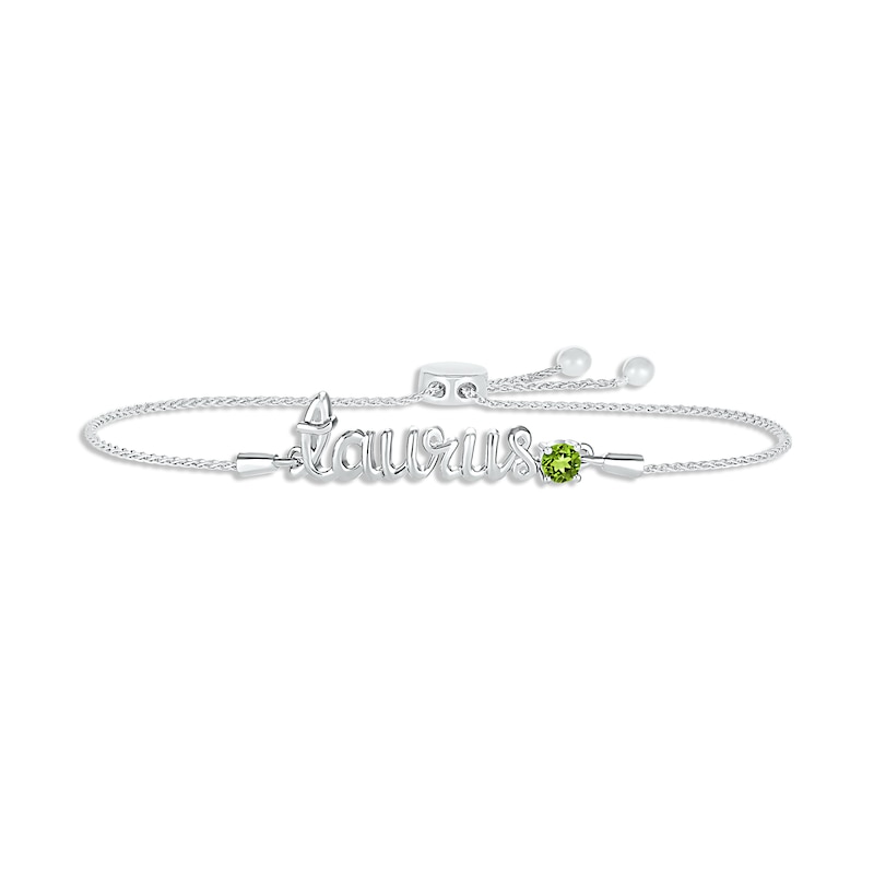 Main Image 1 of Peridot Zodiac Taurus Bolo Bracelet Sterling Silver 9.5&quot;